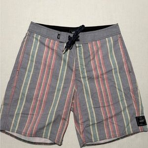 vans vintage print striped swim trunks shorts, men's 28 #1459